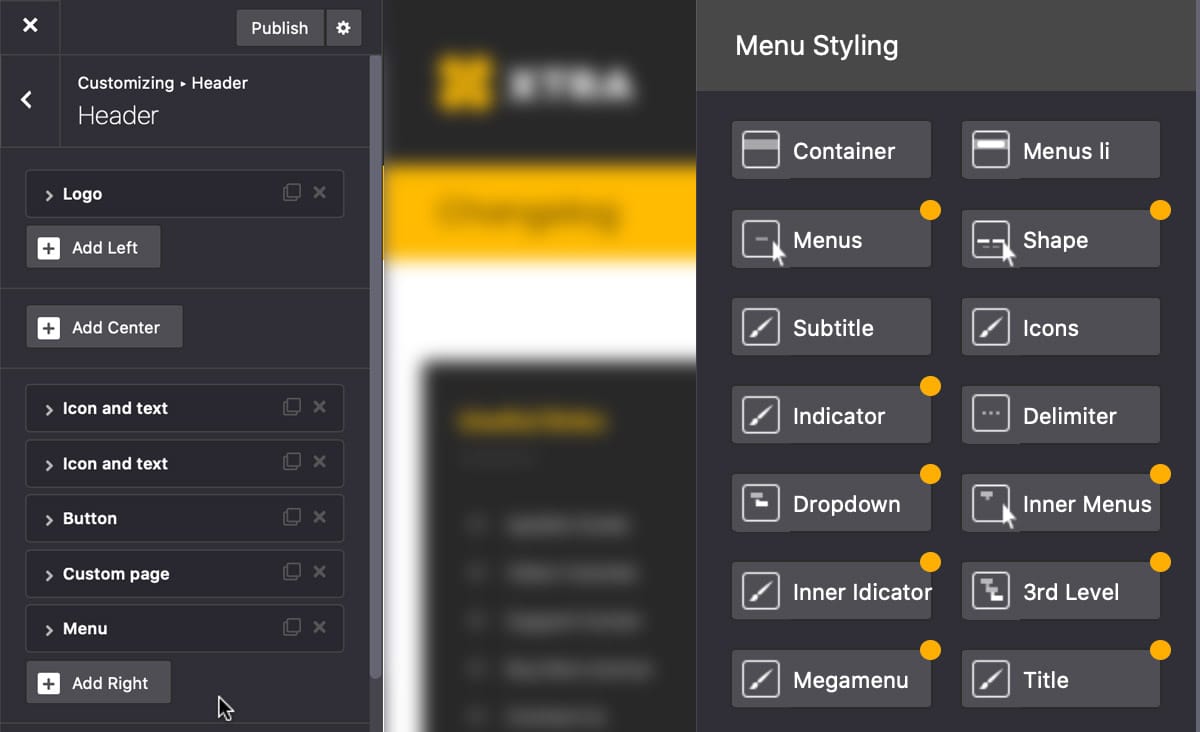 Header options builder